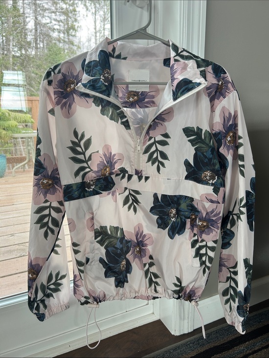 Thread & Supply Jackets & Blazers - Thread & Supply Pink Floral Anorak Jacket with Blue and Green Accents